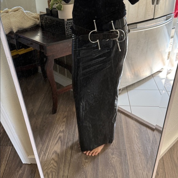 The most avante-garde belt I own. Black leather with metal bars